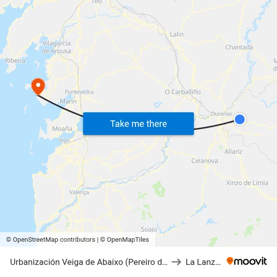 Urbanización Veiga de Abaixo (Pereiro de Aguiar) to La Lanzada map