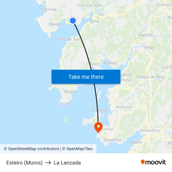 Esteiro (Muros) to La Lanzada map