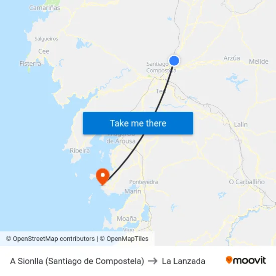 A Sionlla (Santiago de Compostela) to La Lanzada map
