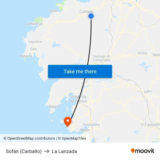 Sofán (Carballo) to La Lanzada map