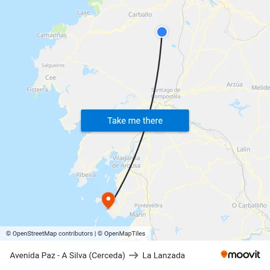 Avenida Paz - A Silva (Cerceda) to La Lanzada map