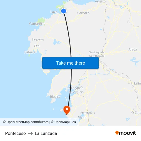Ponteceso to La Lanzada map
