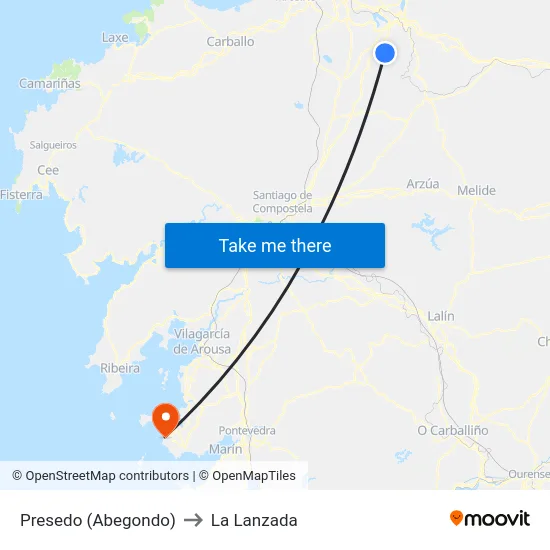 Presedo (Abegondo) to La Lanzada map