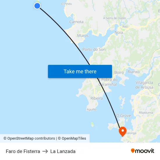 Faro de Fisterra to La Lanzada map