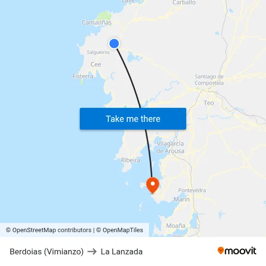 Berdoias (Vimianzo) to La Lanzada map