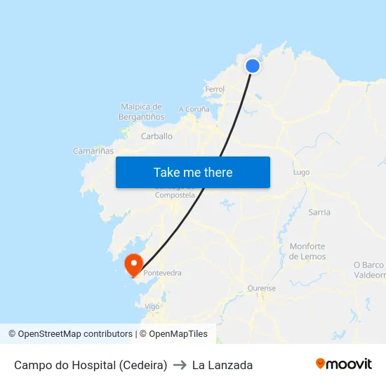 Campo do Hospital (Cedeira) to La Lanzada map
