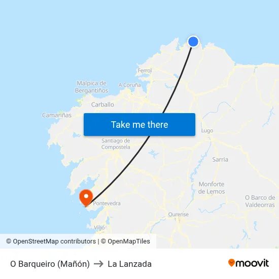 O Barqueiro (Mañón) to La Lanzada map