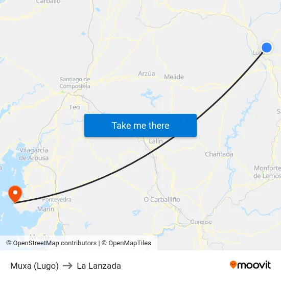 Muxa (Lugo) to La Lanzada map