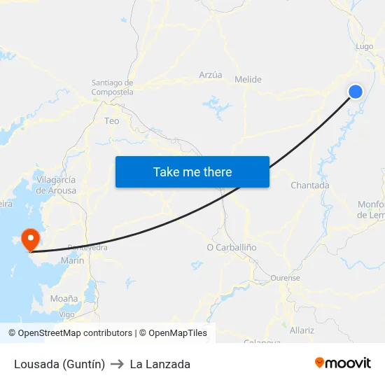 Lousada (Guntín) to La Lanzada map