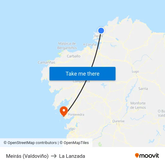 Meirás (Valdoviño) to La Lanzada map