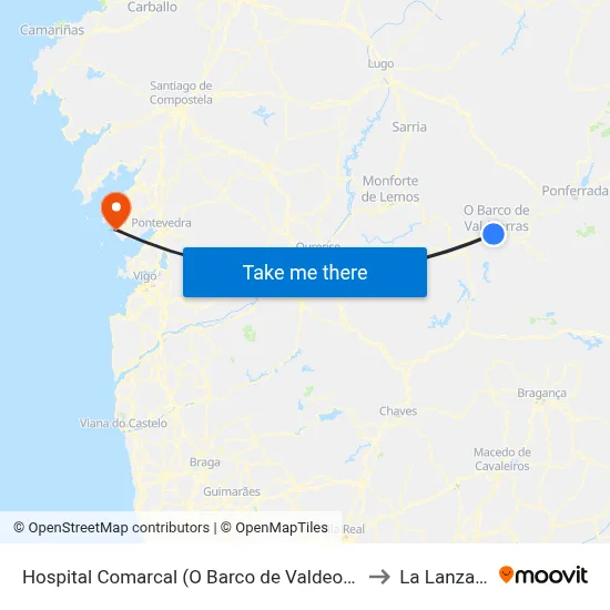 Hospital Comarcal (O Barco de Valdeorras) to La Lanzada map