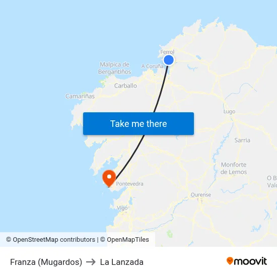 Franza (Mugardos) to La Lanzada map