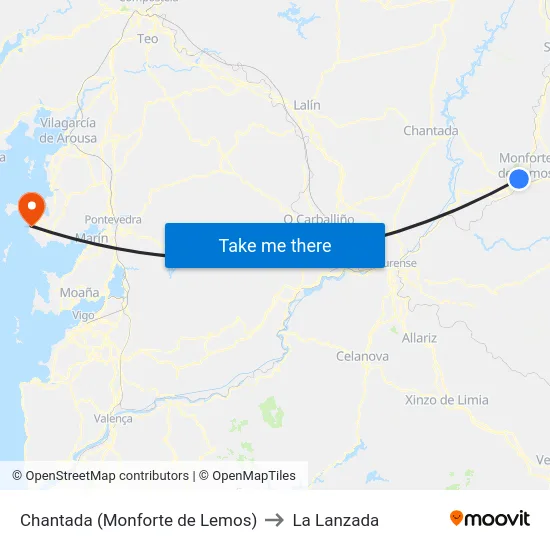 Chantada (Monforte de Lemos) to La Lanzada map