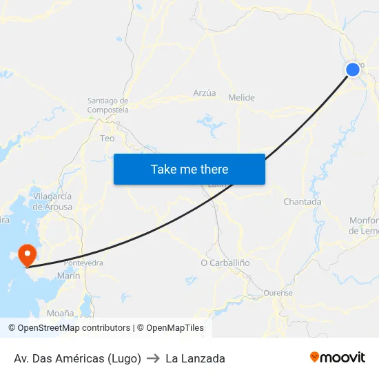Av. Das Américas (Lugo) to La Lanzada map