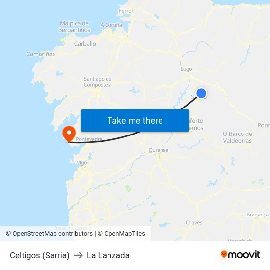 Celtigos (Sarria) to La Lanzada map