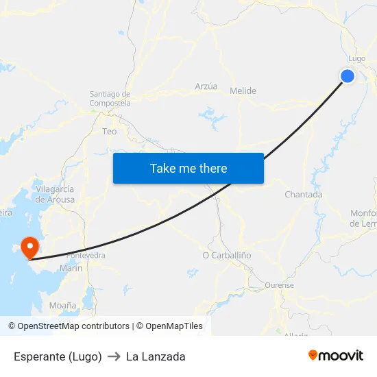 Esperante (Lugo) to La Lanzada map