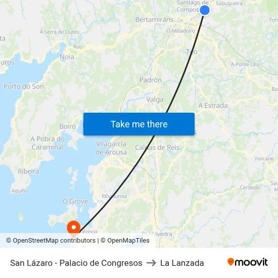 San Lázaro - Palacio de Congresos to La Lanzada map