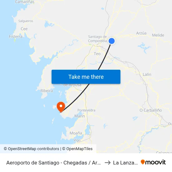 Aeroporto de Santiago - Chegadas / Arrivals to La Lanzada map