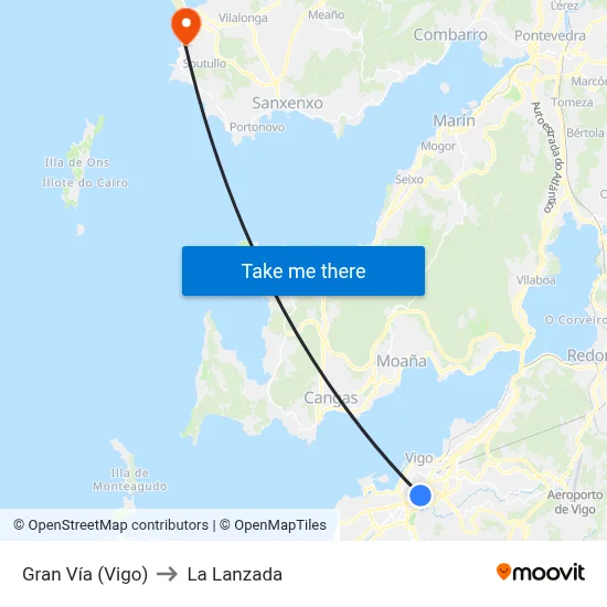 Gran Vía (Vigo) to La Lanzada map