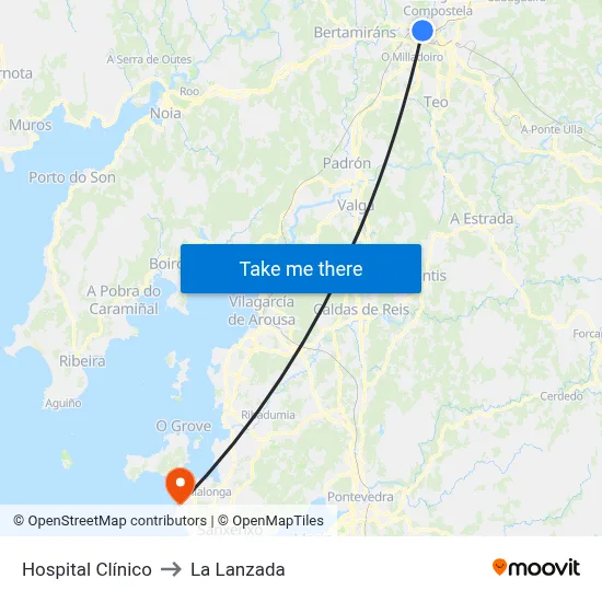 Hospital Clínico to La Lanzada map