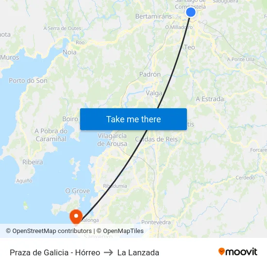 Praza de Galicia - Hórreo to La Lanzada map