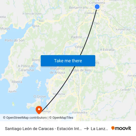 Santiago León de Caracas - Estación Intermodal to La Lanzada map