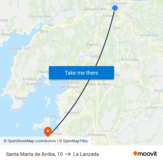 Santa Marta de Arriba, 10 to La Lanzada map