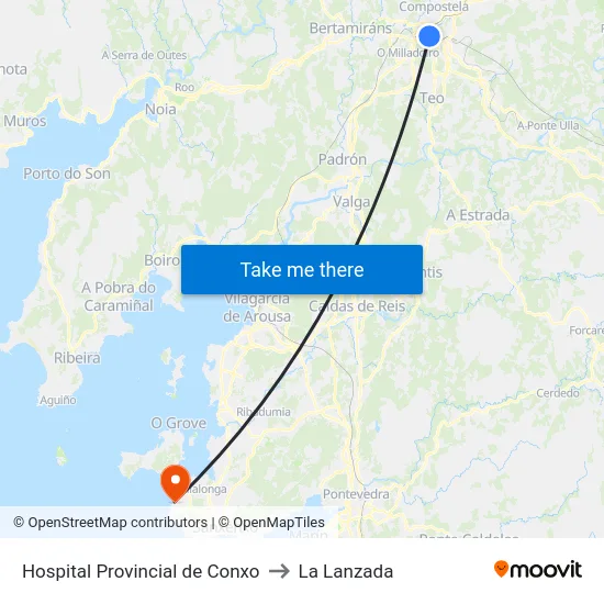 Hospital Provincial de Conxo to La Lanzada map