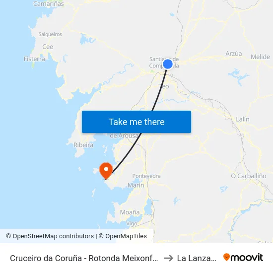 Cruceiro da Coruña - Rotonda Meixonfrío to La Lanzada map