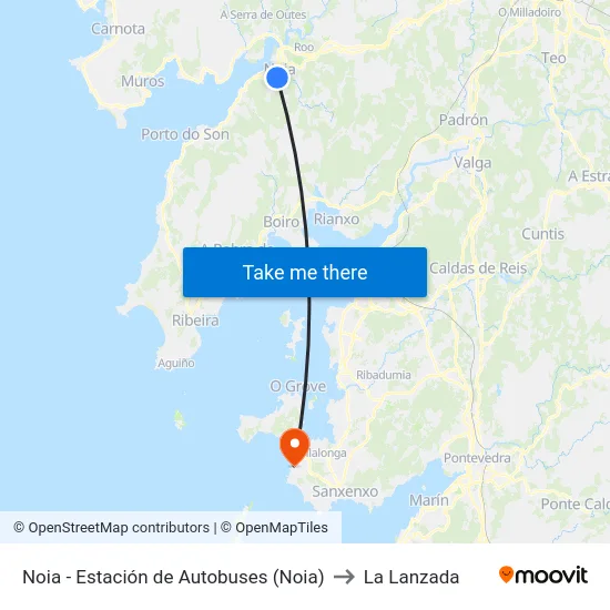 Noia - Estación de Autobuses (Noia) to La Lanzada map