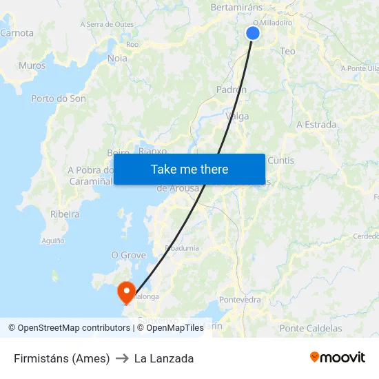 Firmistáns (Ames) to La Lanzada map