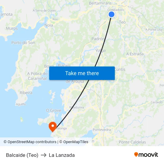 Balcaide (Teo) to La Lanzada map