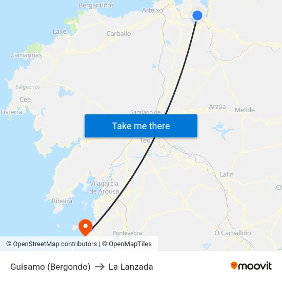 Guísamo (Bergondo) to La Lanzada map