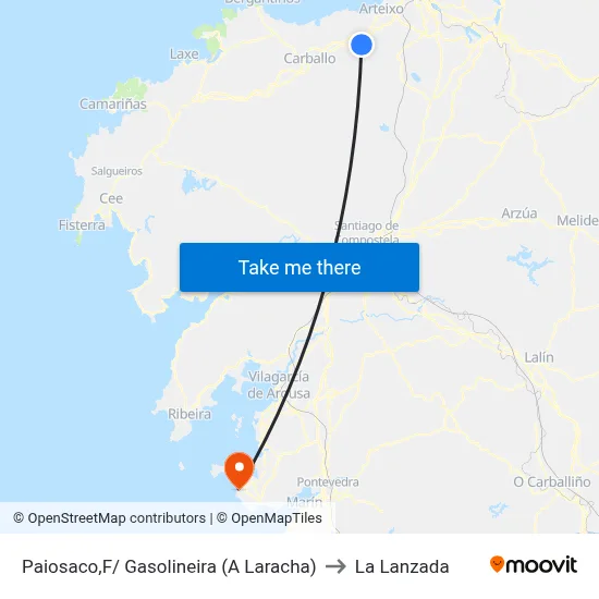 Paiosaco,F/ Gasolineira (A Laracha) to La Lanzada map