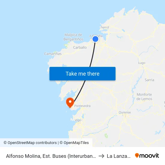 Alfonso Molina, Est. Buses (Interurbano) to La Lanzada map