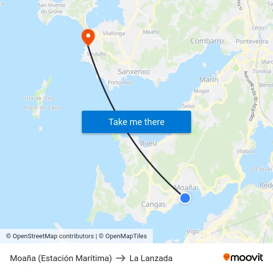 Moaña (Estación Marítima) to La Lanzada map