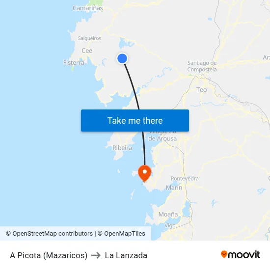 A Picota (Mazaricos) to La Lanzada map