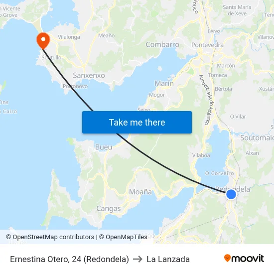 Ernestina Otero, 24 (Redondela) to La Lanzada map