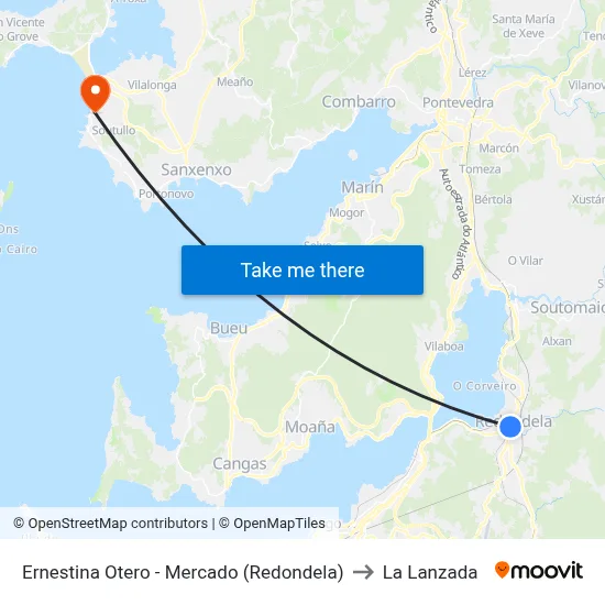 Ernestina Otero - Mercado (Redondela) to La Lanzada map