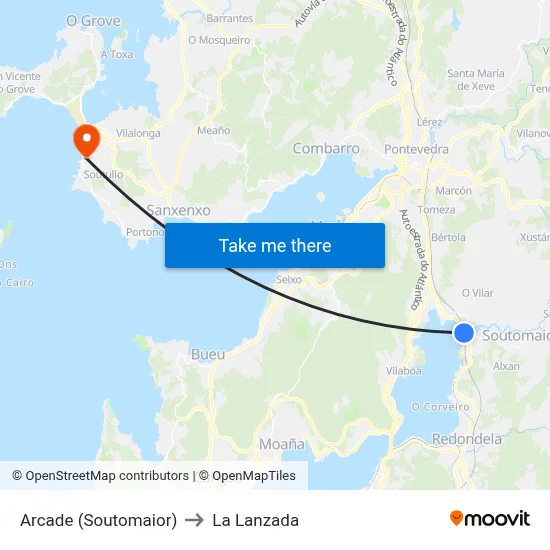 Arcade (Soutomaior) to La Lanzada map