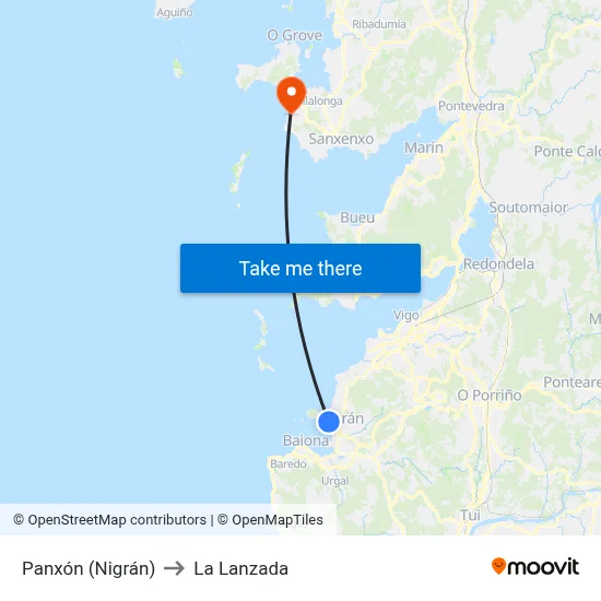 Panxón (Nigrán) to La Lanzada map