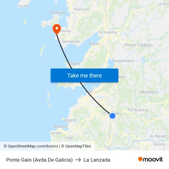 Ponte Galo (Avda.De Galicia) to La Lanzada map