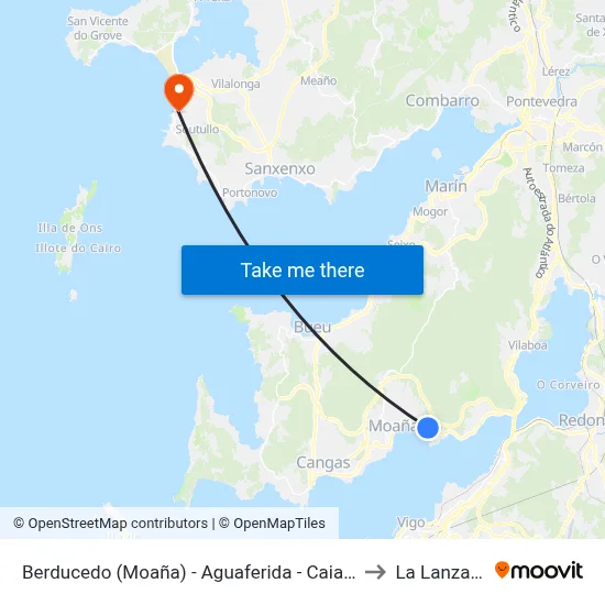 Berducedo (Moaña) - Aguaferida - Caiagua to La Lanzada map