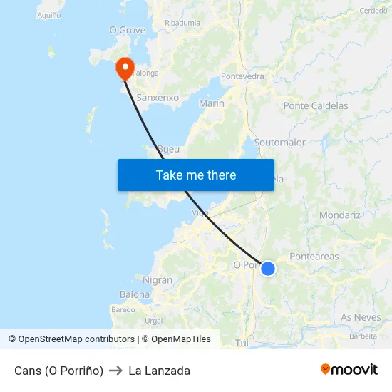 Cans (O Porriño) to La Lanzada map