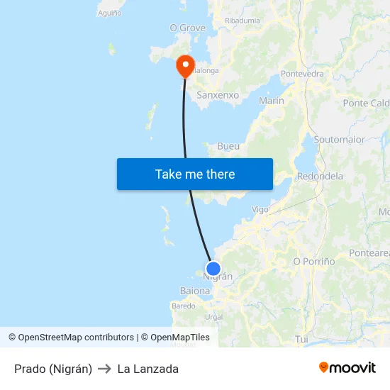 Prado (Nigrán) to La Lanzada map