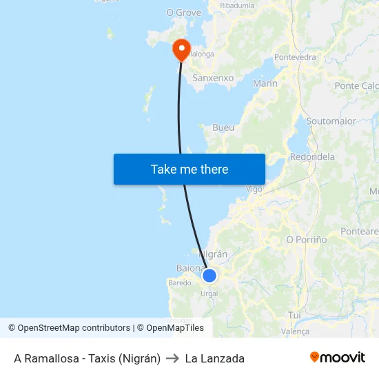 A Ramallosa - Taxis (Nigrán) to La Lanzada map