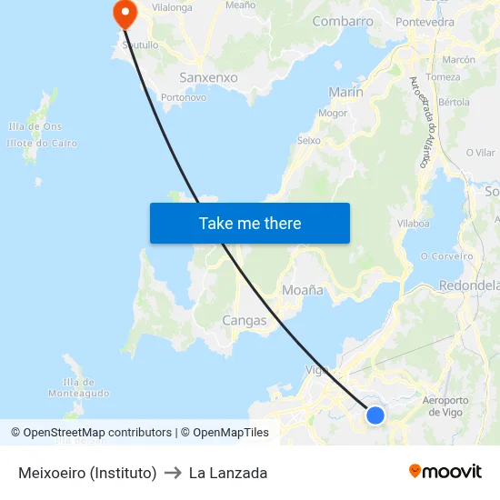 Meixoeiro (Instituto) to La Lanzada map