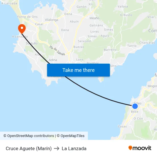 Cruce Aguete (Marín) to La Lanzada map