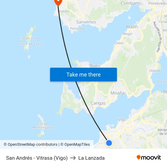San Andrés - Vitrasa (Vigo) to La Lanzada map