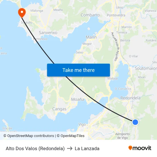 Alto Dos Valos (Redondela) to La Lanzada map